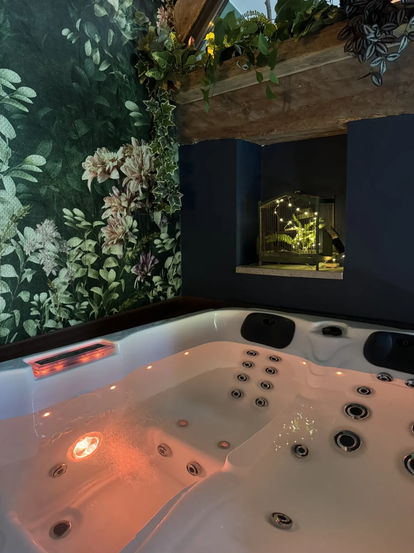 Jacuzzi du spa et son mur végétal